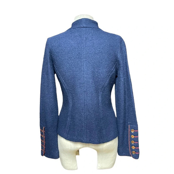 Anthropologie Rosie Neira Military Sweater Blazer Jacket Wool‎ Navy Blue Size XS - Picture 6 of 10